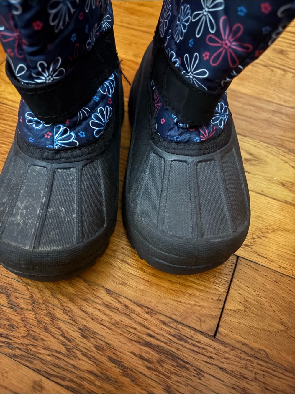 Kids Waterproof Snow Boots - Black with Navy Floral Upper snow boots